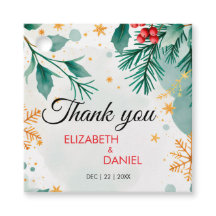 金ゴールドエレガントウォーターカラーホリークリスマスメッセージカード