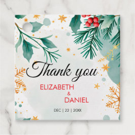 金ゴールドエレガントウォーターカラーホリークリスマスメッセージカード フェイバータグ