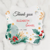 金ゴールドエレガントウォーターカラーホリークリスマスメッセージカード フェイバータグ (裏面)