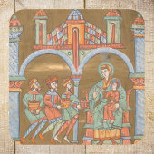 金ゴールドエレガントエピファニークリスマス出生中世 スクエアシール