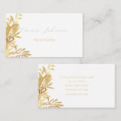 金ゴールドエレガントオリーブ枝白パターン 名刺 (正面/裏面)