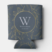 金ゴールドエレガントオリーブ葉フローラモノグラム結婚ズ 缶クーラー (裏面)