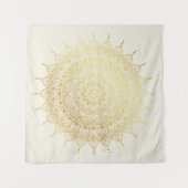 金ゴールドエレガントオンクリームフローラヘナマンダラ タペストリー (正面(横))