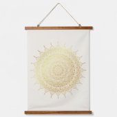 金ゴールドエレガントオンクリームフローラヘナマンダラ 吊り下げ型タペストリー (正面)