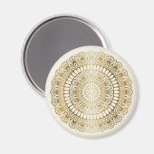 金ゴールドエレガントオンクリームロータスヘナマンダラ マグネット (正面/裏面)
