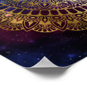 金ゴールドエレガントオンダークネブラロータスヘナマンダラ ポスター (角)