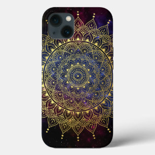 金ゴールドエレガントオンダーク星雲フローラヘナマンダラ iPhone 13ケース