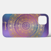 金ゴールドエレガントオンブライトネブラロータスヘナマンダラ Case-Mate iPhoneケース (裏面 (横))