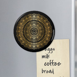 金ゴールドエレガントオンブラックロータスヘナマンダラ マグネット