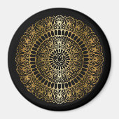 金ゴールドエレガントオンブラックロータスヘナマンダラ マグネット (正面)