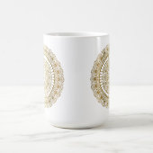 金ゴールドエレガントオンホワイトロータスヘナマンダラ コーヒーマグカップ (中央)