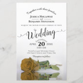 金ゴールドエレガントオークレーバラ予算結婚式招待状 (正面)