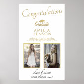 金ゴールドエレガントオーナメントおめでとう2フォトグラッド ポスター (正面)