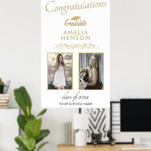 金ゴールドエレガントオーナメントおめでとう2フォトグラッド ポスター (ホームオフィス)