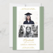 金ゴールドエレガントオーナメントの卒業式2光磁気 マグネット招待状 (正面)