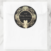 金ゴールドエレガントオーナメントハート、Bow Anniversary ラウンドシール (バッグ)