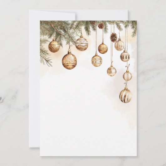 金ゴールドエレガントオーナメントボーブルクリスマスパーティー 招待状 (裏面)