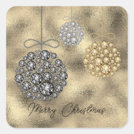 金ゴールドエレガントオーナメントメリークリスマス スクエアシール