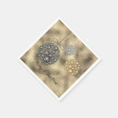 金ゴールドエレガントオーナメントメリークリスマス スタンダードカクテルナプキン (角)