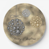 金ゴールドエレガントオーナメントメリークリスマス ペーパープレート (正面)