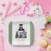 金ゴールドエレガントオーナメント卒業式パーティー2写真 ペーパープレート (パーティー)