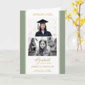 金ゴールドエレガントオーナメント卒業2写真 カード (黄色い花)