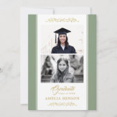 金ゴールドエレガントオーナメント卒業2写真 カード (正面)