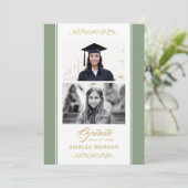 金ゴールドエレガントオーナメント卒業2写真 カード (スタンド正面)