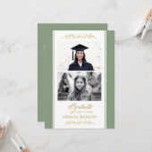 金ゴールドエレガントオーナメント卒業2写真 カード (正面/裏面インサイチュ)