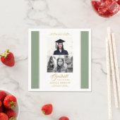 金ゴールドエレガントオーナメント卒業2写真 スタンダードカクテルナプキン (インサイチュ)