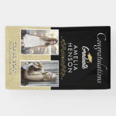 金ゴールドエレガントオーナメント院生2写真卒業 横断幕 (横)