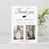 金ゴールドエレガントオーナメント2写真卒業 サンキューカード (スタンド正面)