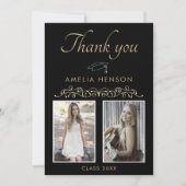 金ゴールドエレガントオーナメント2写真卒業 サンキューカード (正面)