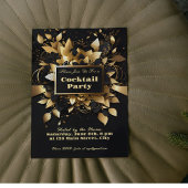 金ゴールドエレガントカクテルバースデーパーティーの招待 招待状