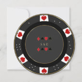 金ゴールドエレガントカジノベガストランプのポーカーチ結婚ップ セーブザデート (裏面)