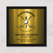 金ゴールドエレガントカスタムゴルフモノグラムデザイン スクエア名刺 (裏面)