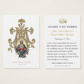 金ゴールドエレガントカソリッ結婚クの祈りの言葉カード (正面&裏面)