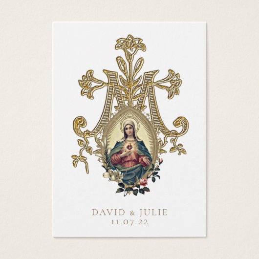 金ゴールドエレガントカソリッ結婚クの祈りの言葉カード (正面)