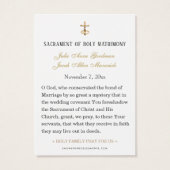 金ゴールドエレガントカソリッ結婚クの祈りの言葉カード (裏面)