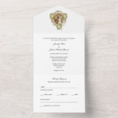 金ゴールドエレガントカソリッ結婚クフローラ オールインワン招待状 (内側)