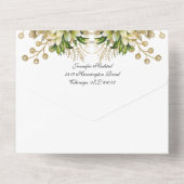 金ゴールドエレガントカソリッ結婚クフローラ オールインワン招待状 (裏面)