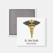 金ゴールドエレガントカドゥセウス級医療ブラックウィングス マグネット (正面/裏面)