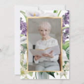 金ゴールドエレガントカラリリー生命の写真お祝い 招待状 (裏面)