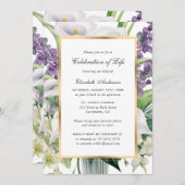 金ゴールドエレガントカラリリー生命の写真お祝い 招待状 (正面/裏面)