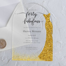 金ゴールドエレガントガウン40歳の素晴らしい誕生日