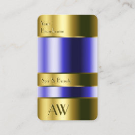 金ゴールドエレガントガラス光学青色流体3Dモノグラム 名刺