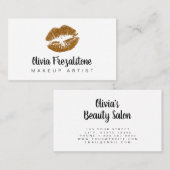 金ゴールドエレガントキスメイクアップアーティストの名刺 名刺 (正面/裏面)