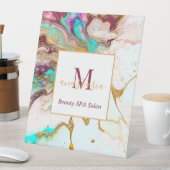 金ゴールドエレガントキツネマーブルモノグラム美しいサロン 台座サイン (インサイチュ)