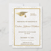 金ゴールドエレガントキャップ写真卒業 案内状 (正面)