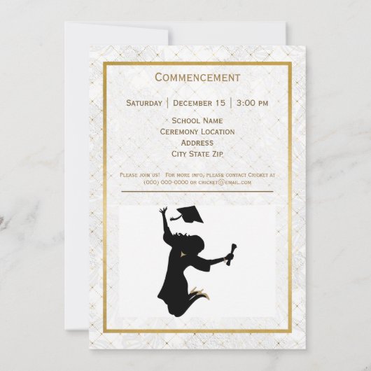 金ゴールドエレガントキャップ写真卒業 案内状 (裏面)